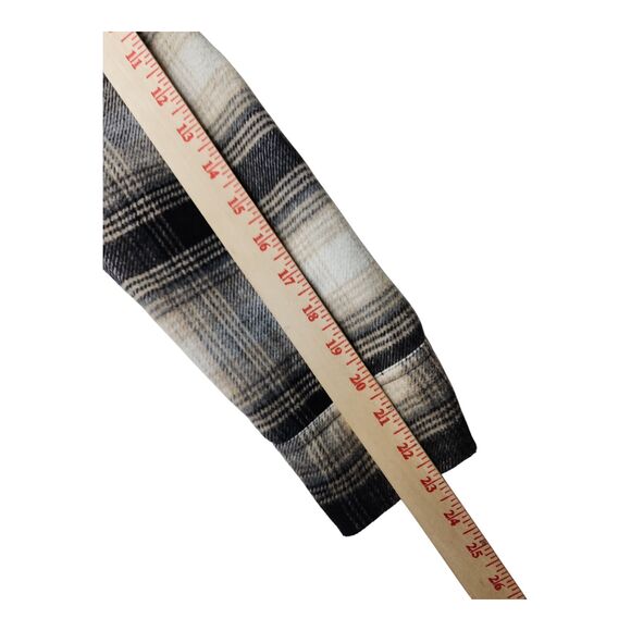 BB Dakota Steve Madden Women’s S Plaid Beige Black Shacket Flannel Button Down - Picture 8 of 9